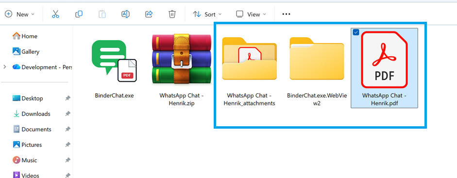 Windows File Explorer showing the generated PDF and related output folders